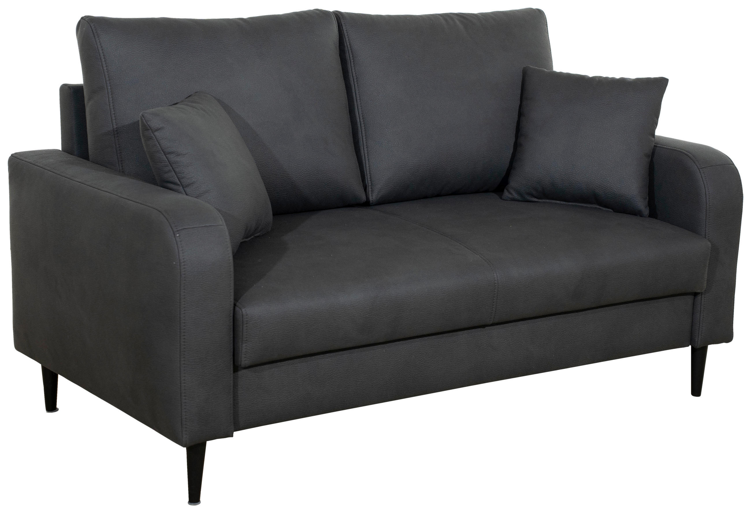 2-SITZER-SOFA in Lederlook Grau  - Schwarz/Grau, KONVENTIONELL, Holz/Textil (164/96/86cm) - Carryhome