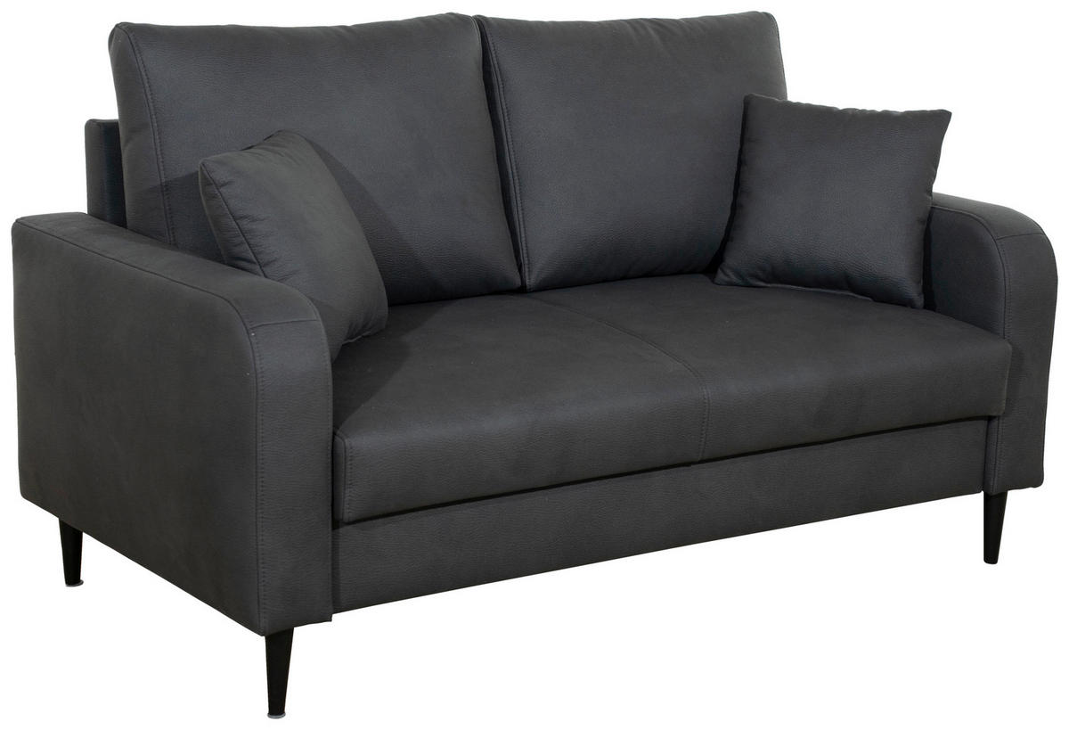 2-SITZER-SOFA Lederlook Grau  - Schwarz/Grau, KONVENTIONELL, Holz/Textil (164/96/86cm) - Carryhome