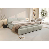 POLSTERBETT 180/200 cm,  in Beige, Lattenrost, Bettkasten,  - Beige/Schwarz, Design, Holz/Textil (180/200cm) - Xora