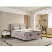 POSTELJA Z VZMETNICO 180 cm   x 200 cm  , kovina, umetna masa, tekstil, leseni material bež  - črna/bež, Moderno, kovina/umetna masa (180/200cm) - Hom`in
