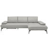 ECKSOFA in Echtleder Greige  - Greige/Schwarz, Design, Leder/Metall (273/187cm) - Celina Home