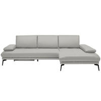 ECKSOFA Greige Echtleder  - Greige/Schwarz, Design, Leder/Metall (273/187cm) - Celina Home