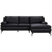 ECKSOFA Schwarz Echtleder  - Schwarz, Design, Leder (248/158cm) - MID.YOU