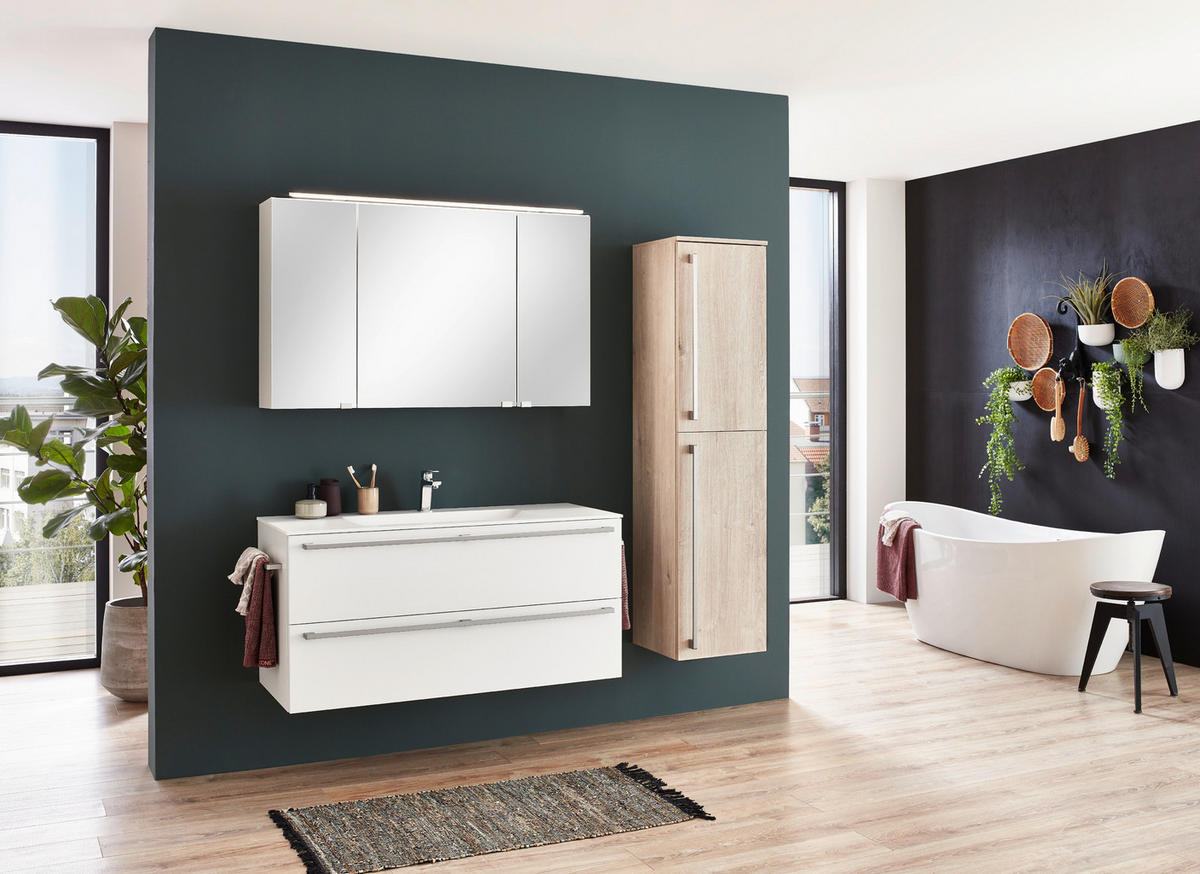 BADEZIMMER  in 120 cm  - Weiß, KONVENTIONELL, Glas/Keramik (120cm) - Celina Home