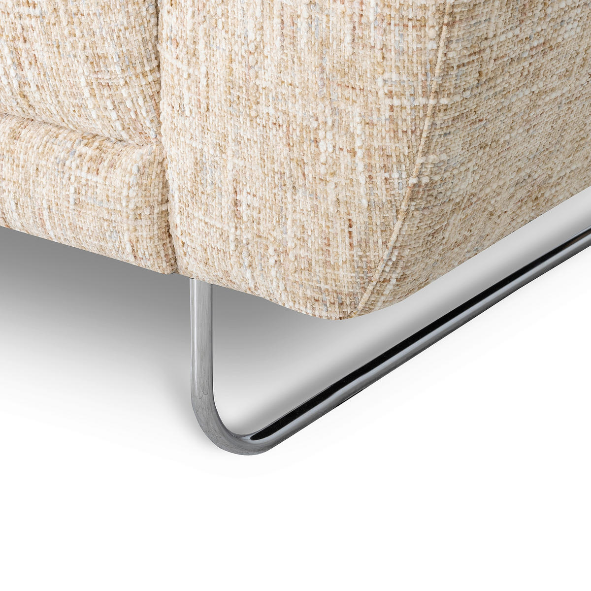 2-SITZER-SOFA SPRING in Webstoff Beige Modern  - Chromfarben/Beige, Design, Textil/Metall (157/85/92cm) - Livetastic