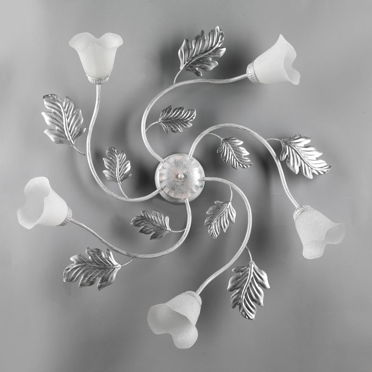 DECKENLEUCHTE  80/20 cm    - Silberfarben/Weiß, KONVENTIONELL, Glas/Metall (80/20cm)