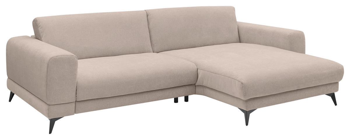 ECKSOFA Beige Chenille  - Beige/Schwarz, KONVENTIONELL, Textil/Metall (292/194cm) - SetOne by Musterring