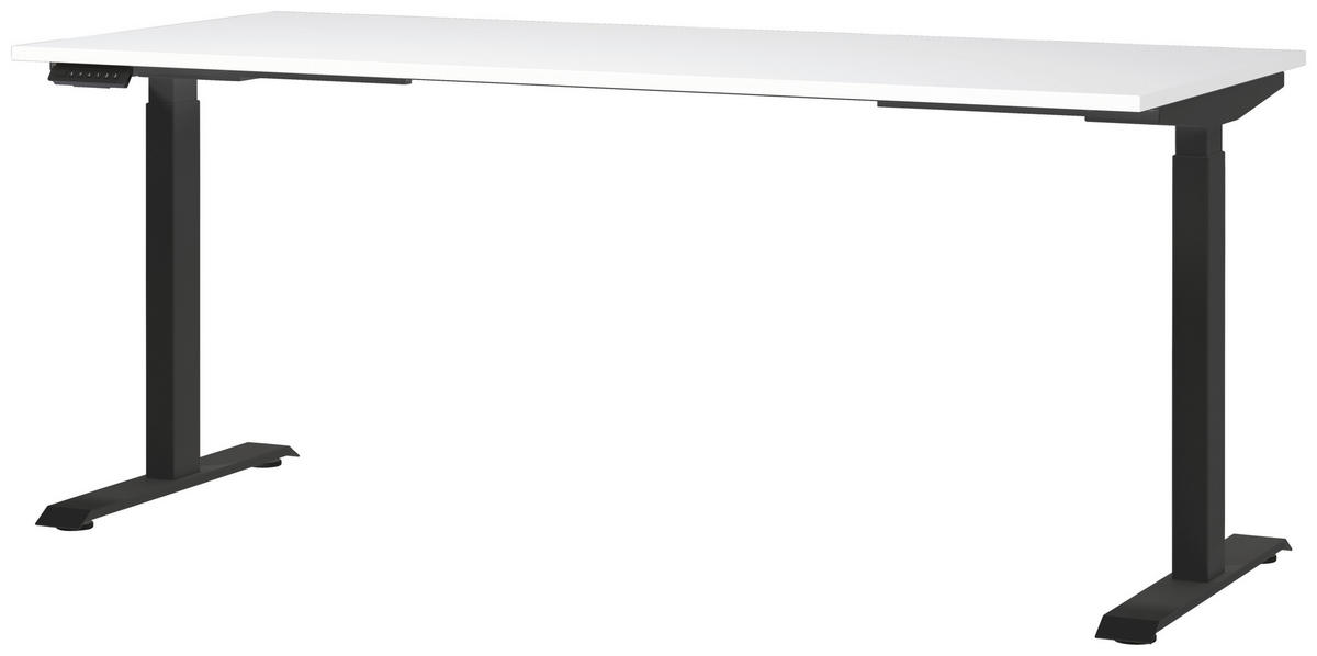 SCHREIBTISCH 180/80/72-118 cm  in Schwarz, Weiß  - Schwarz/Weiß, MODERN, Holzwerkstoff/Metall (180/80/72-118cm) - Novel
