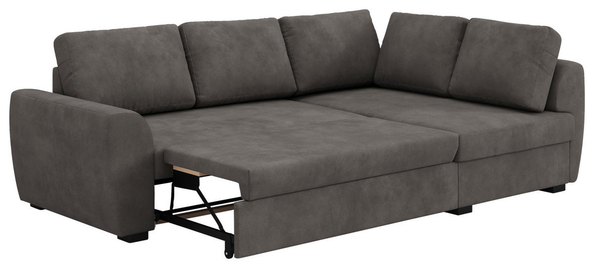 KUTNA GARNITURA tekstil  siva   - siva/crna, Trend, tekstil/plastika (253/154cm) - MID.YOU