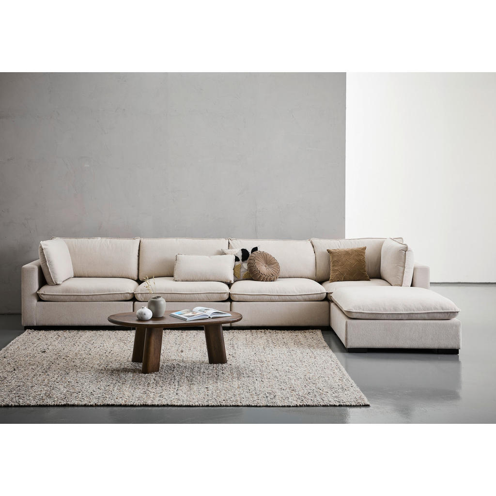Thumbnail - Livetastic Ecksofa, Creme, Textil, Kautschukholz, massiv, 5-Sitzer, Füllung: Polyester, Ottomane rechts, L-Form, 315x301...
