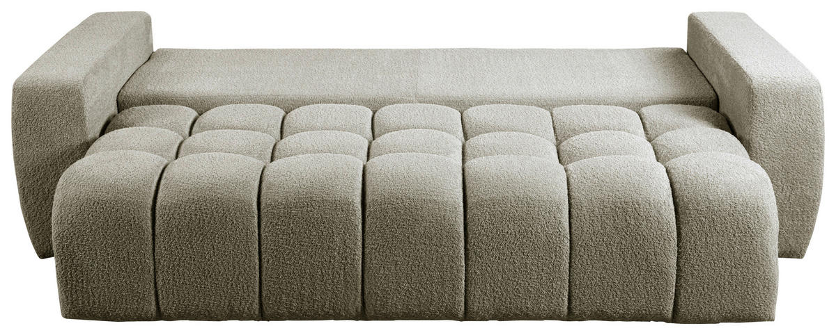 SCHLAFSOFA  mit Liegefunktion, Schlafen auf Sitzhöhe Struktur, Bouclé Taupe  - Taupe/Schwarz, Basics, Kunststoff/Textil (250/86/140cm) - Livetastic