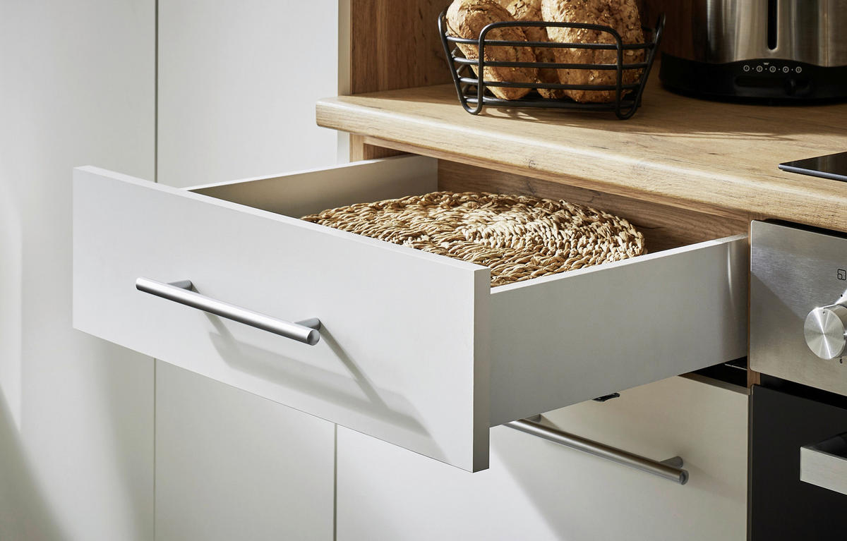 KÜCHENBLOCK 250 cm   in Eichefarben  - Weiss/Eichefarben, Basics, Holzwerkstoff (250cm) - Respekta
