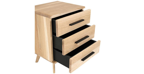 NACHTSCHRANK 48/65/40 cm Eiche massiv  - Eichefarben/Schwarz, Natur, Holz/Holzwerkstoff (48/65/40cm) - Landscape