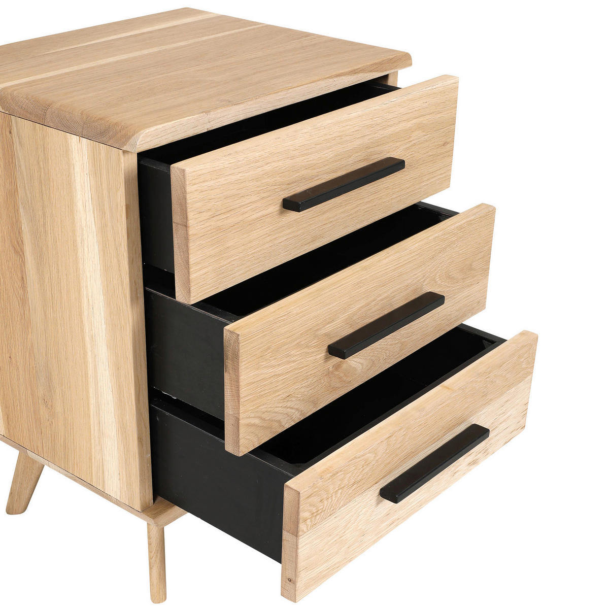 NACHTSCHRANK 48/65/40 cm Eiche massiv  - Eichefarben/Schwarz, Natur, Holz/Holzwerkstoff (48/65/40cm) - Landscape