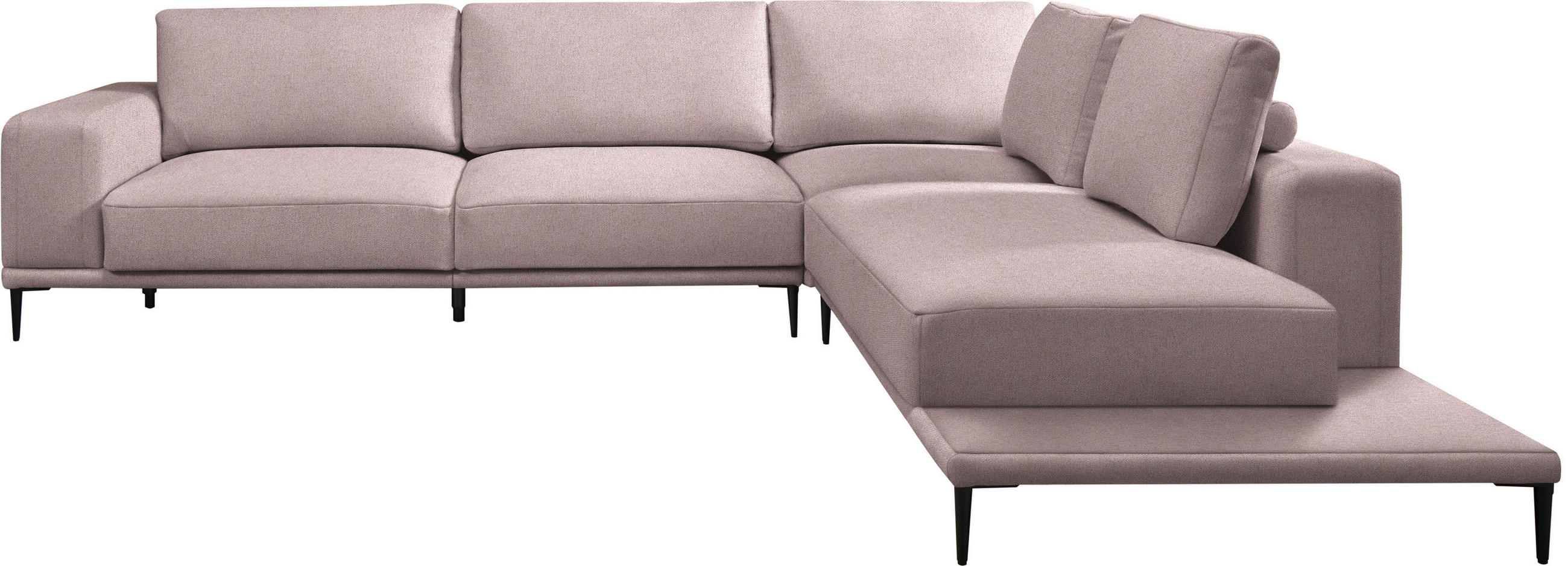 ECKSOFA  in Leinwand Altrosa  318/271 cm  - Schwarz/Altrosa, Design, Textil/Metall (318/271cm) - Belluti