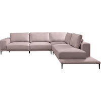 ECKSOFA  in Leinwand Altrosa  318/271 cm  - Schwarz/Altrosa, Design, Textil/Metall (318/271cm) - Belluti