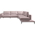 ECKSOFA  in Leinwand Altrosa  318/271 cm  - Schwarz/Altrosa, Design, Textil/Metall (318/271cm) - Belluti