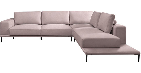 ECKSOFA  in Leinwand Altrosa  318/271 cm  - Schwarz/Altrosa, Design, Textil/Metall (318/271cm) - Belluti