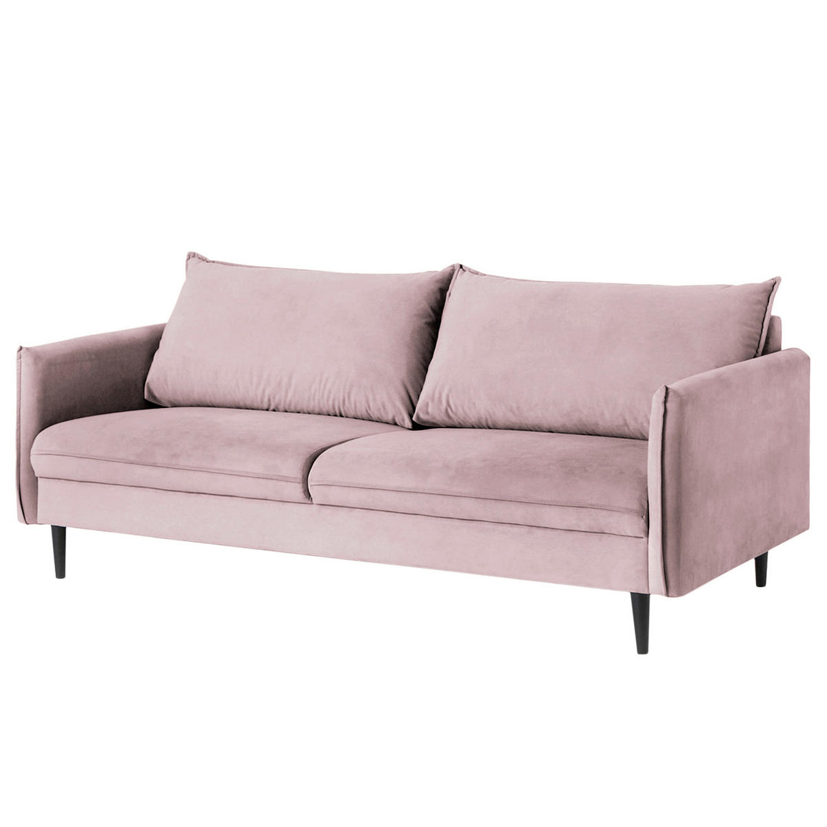 3-SITZER-SOFA JULI Samt Rosa  - Schwarz/Rosa, Design, Holz/Textil (203/86/100cm) - P & B