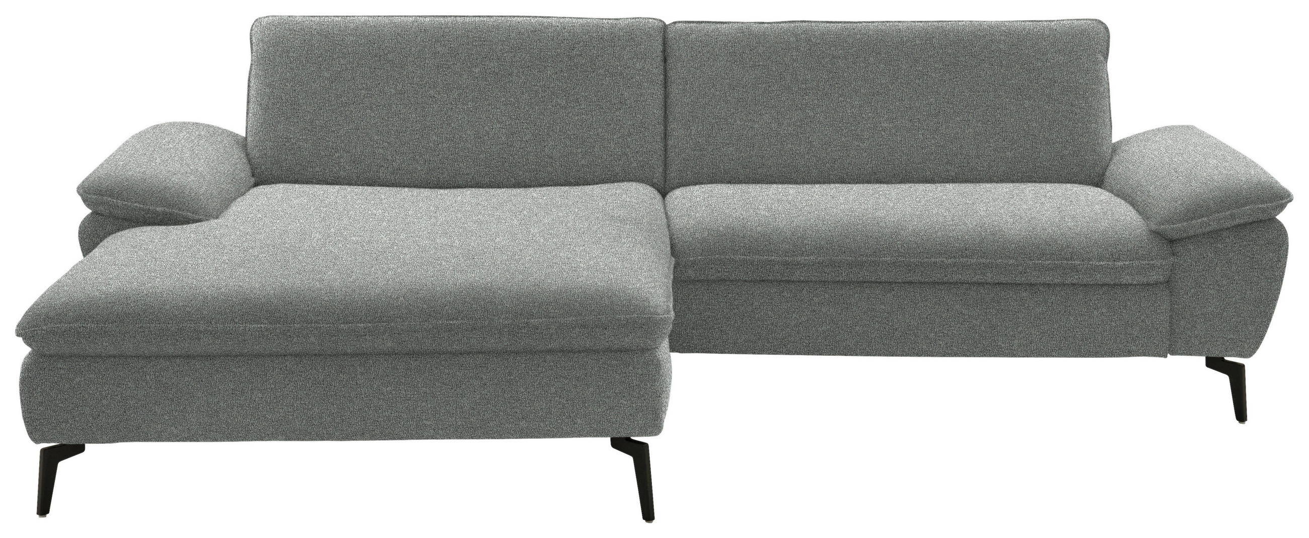 ECKSOFA in Webstoff Grau  - Schwarz/Grau, Design, Textil/Metall (197/295cm) - Valdera