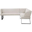 ECKBANK 243/189 cm Webstoff Schwarz, Hellgrau   - Hellgrau/Schwarz, Design, Textil/Metall (243/189cm) - Novel
