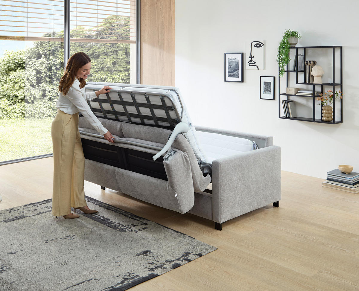 SCHLAFSOFA  in Flachgewebe Grau  - Schwarz/Grau, Design, Textil/Metall (185/84/100cm) - Bali