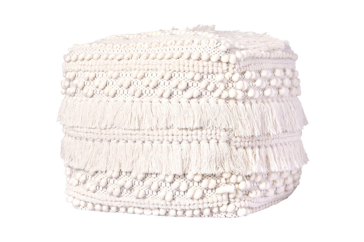 POUF in Creme Textil  - Creme, Trend, Textil (50/45/50cm) - Kayoom