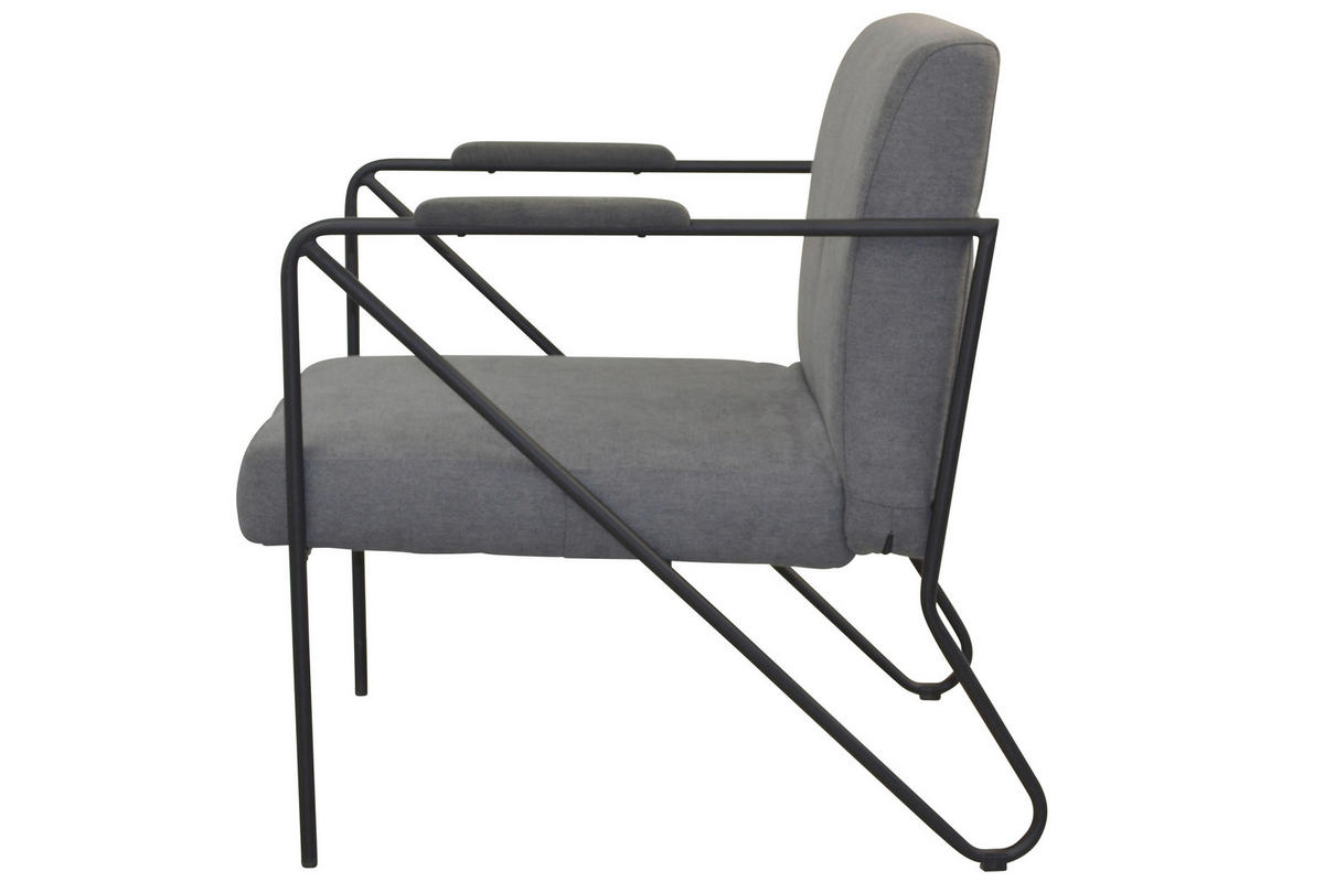 SESSEL Webstoff, Flachgewebe Grau    - Schwarz/Grau, Design, Textil/Metall (76/64/77cm) - MID.YOU