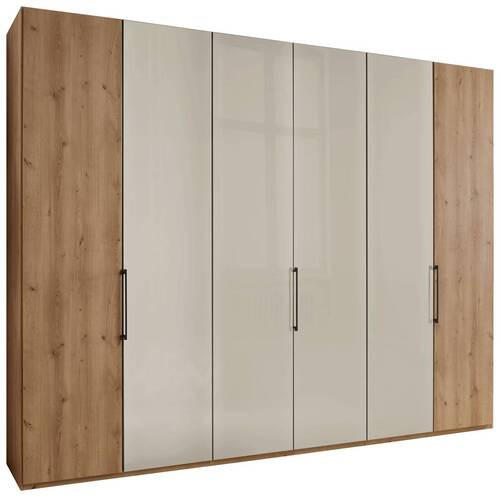 FALTTÜRENSCHRANK in Champagner, Eiche Bianco  - Schieferfarben/Eiche Bianco, Konventionell, Glas/Holzwerkstoff (300/216/58cm) - Dieter Knoll