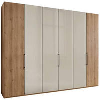 FALTTÜRENSCHRANK  in Champagner, Eiche Bianco  - Schieferfarben/Eiche Bianco, KONVENTIONELL, Glas/Holzwerkstoff (300/216/58cm) - Dieter Knoll