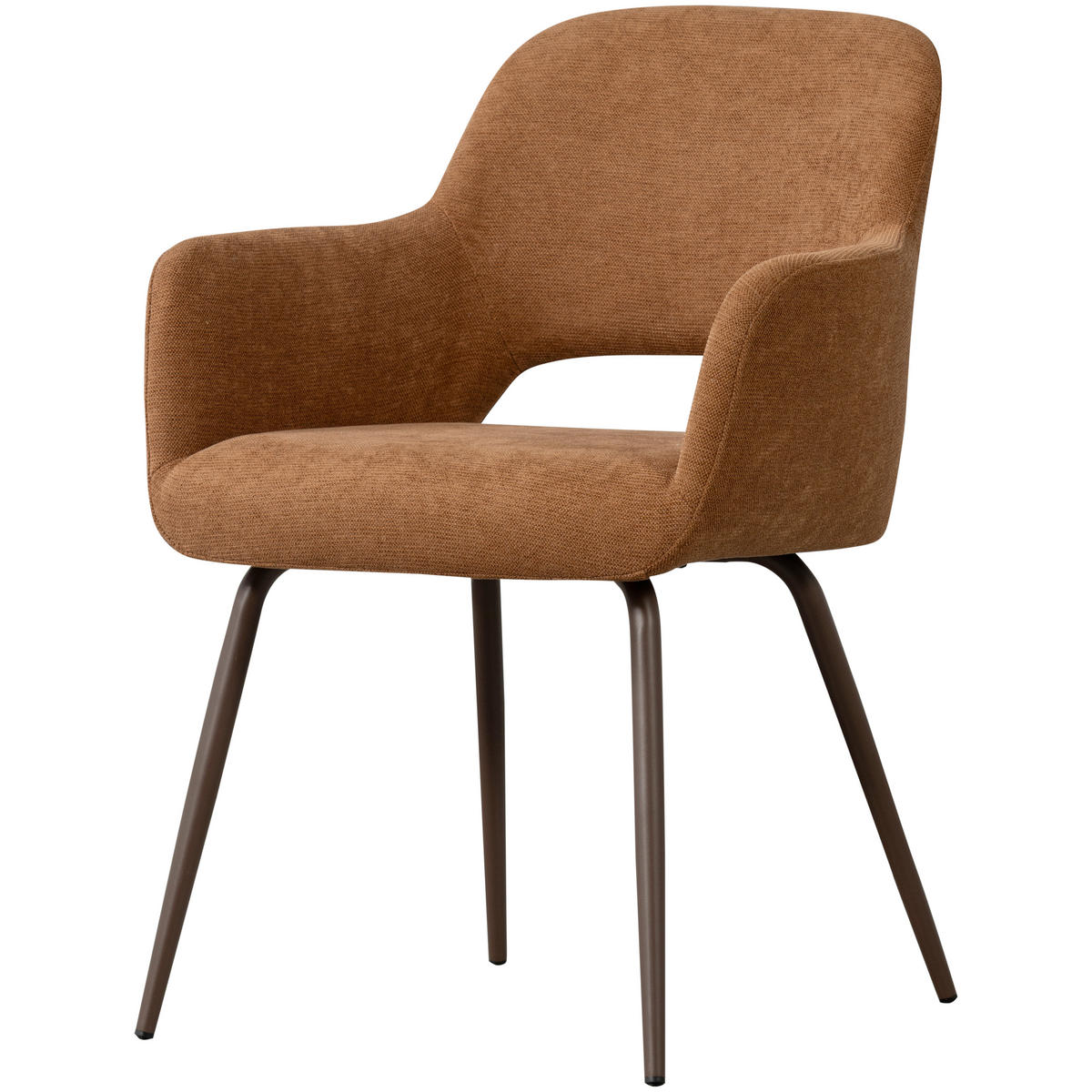 ARMLEHNSTUHL-SET 2 Stück gepolsterte Armlehnen Webstoff  - Dunkelbraun/Braun, MODERN, Textil/Metall (58/80/58cm) - Livetastic