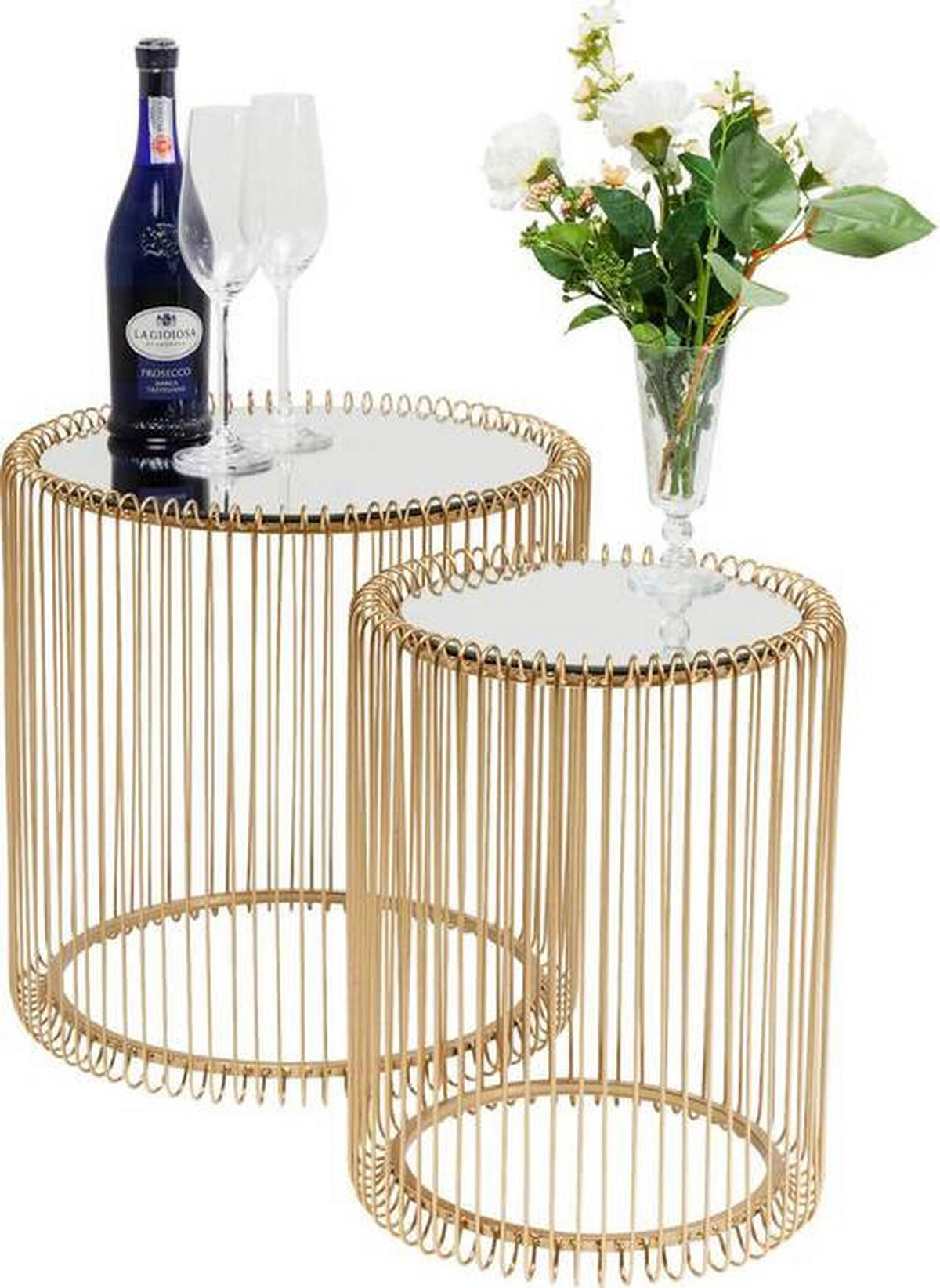 BEISTELLTISCHSET in Metall, Glas 32,5-44/32,5-44/42-45 cm  - Messingfarben, LIFESTYLE, Glas/Metall (32,5-44/32,5-44/42-45cm) - Ambia Home