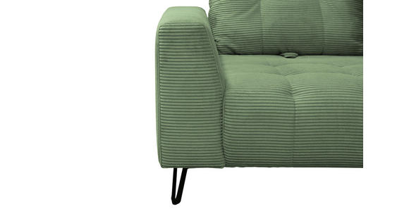 BIGSOFA  in Cord Salbeigrün  - Salbeigrün/Schwarz, KONVENTIONELL, Textil/Metall (246/100/116cm) - Carryhome