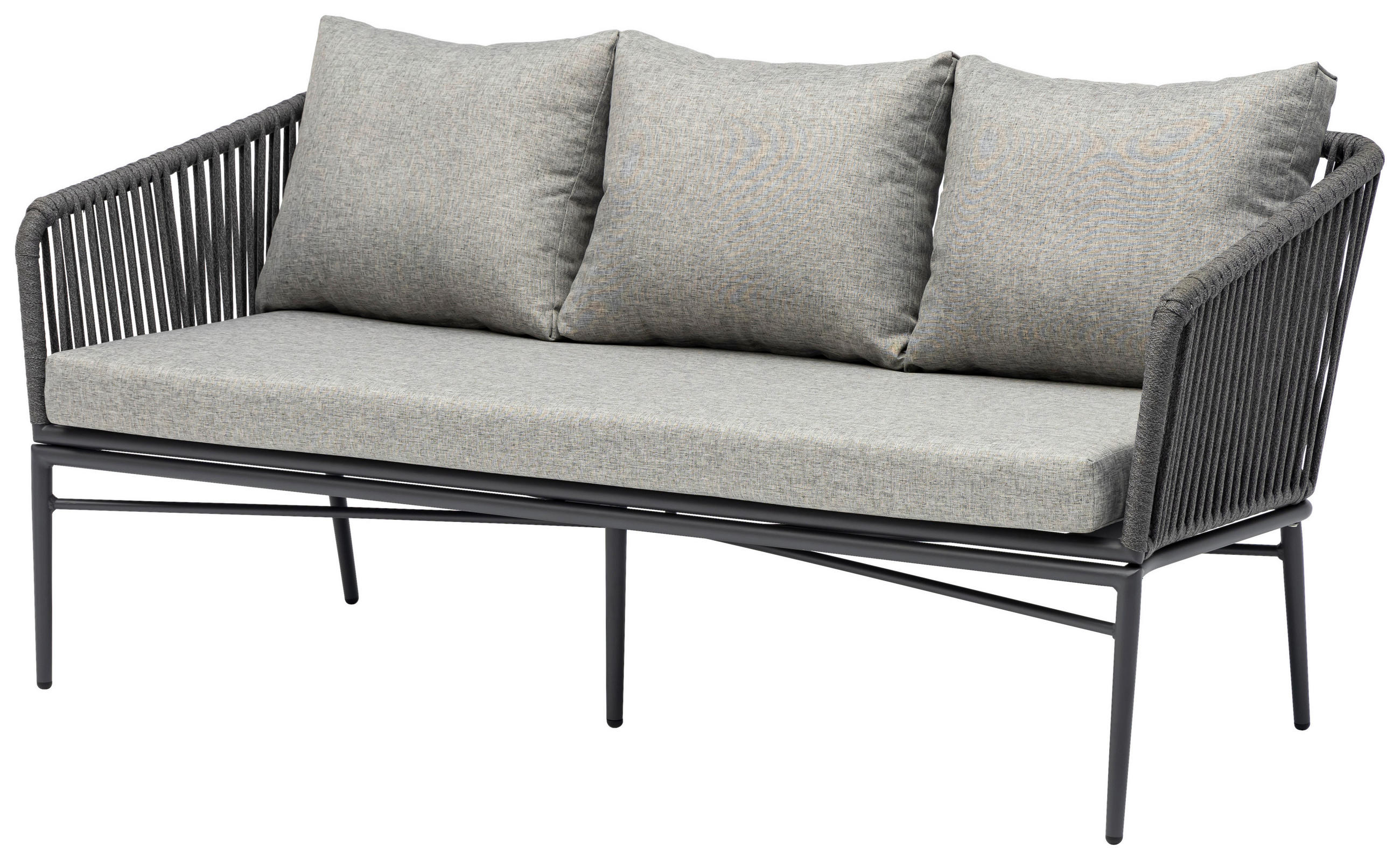 LOUNGEGARNITUR Aluminium  - Dunkelgrau/Anthrazit, MODERN, Kunststoff/Metall (185/65/75cm) - Ambia Garden