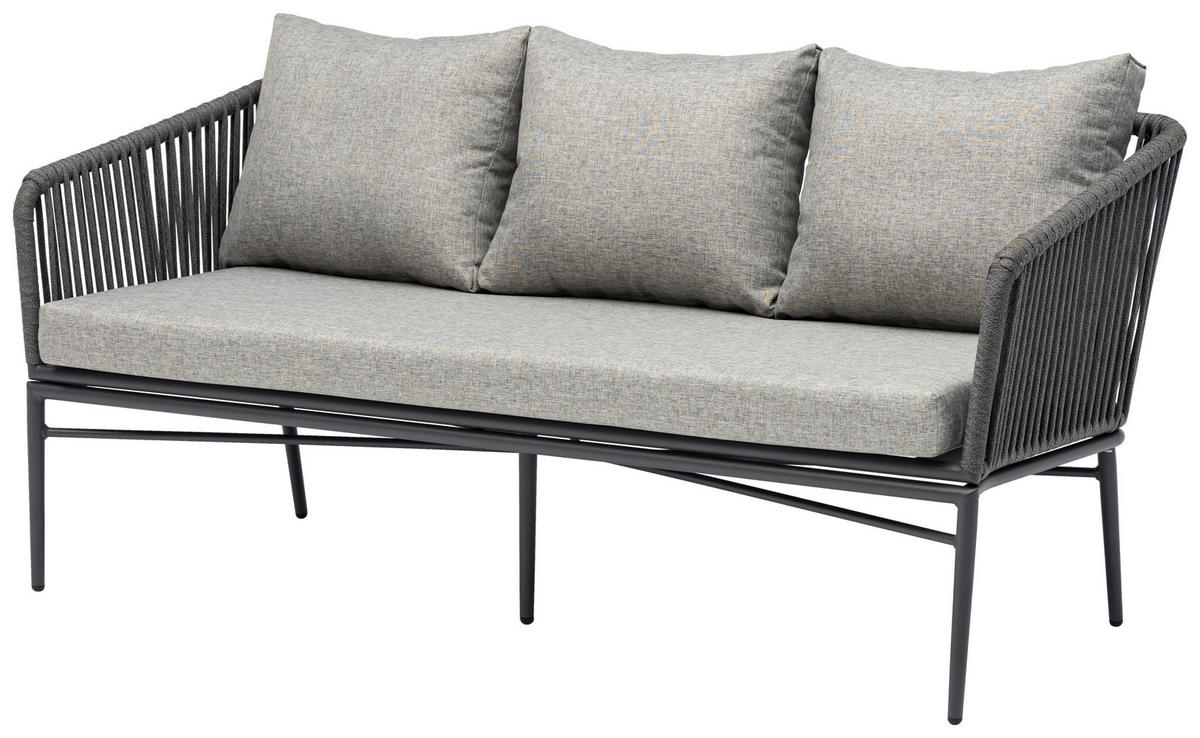 LOUNGEGARNITUR Aluminium  - Dunkelgrau/Anthrazit, MODERN, Kunststoff/Metall (185/65/75cm) - Ambia Garden