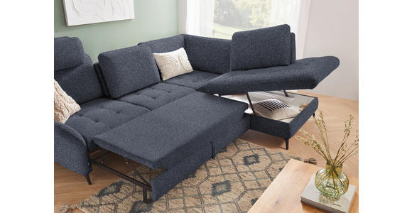 ECKSOFA in Bouclé Dunkelblau  - Schwarz/Dunkelblau, Natur, Textil/Metall (288/233cm) - Valnatura