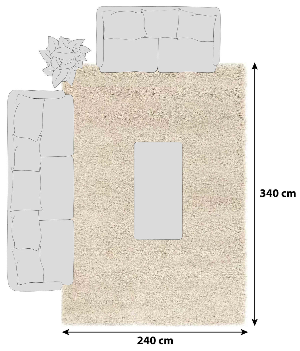 HOCHFLORTEPPICH 240/340 cm Fashion Shaggy Beige  - Beige, Basics, Textil (240/340cm) - Novel