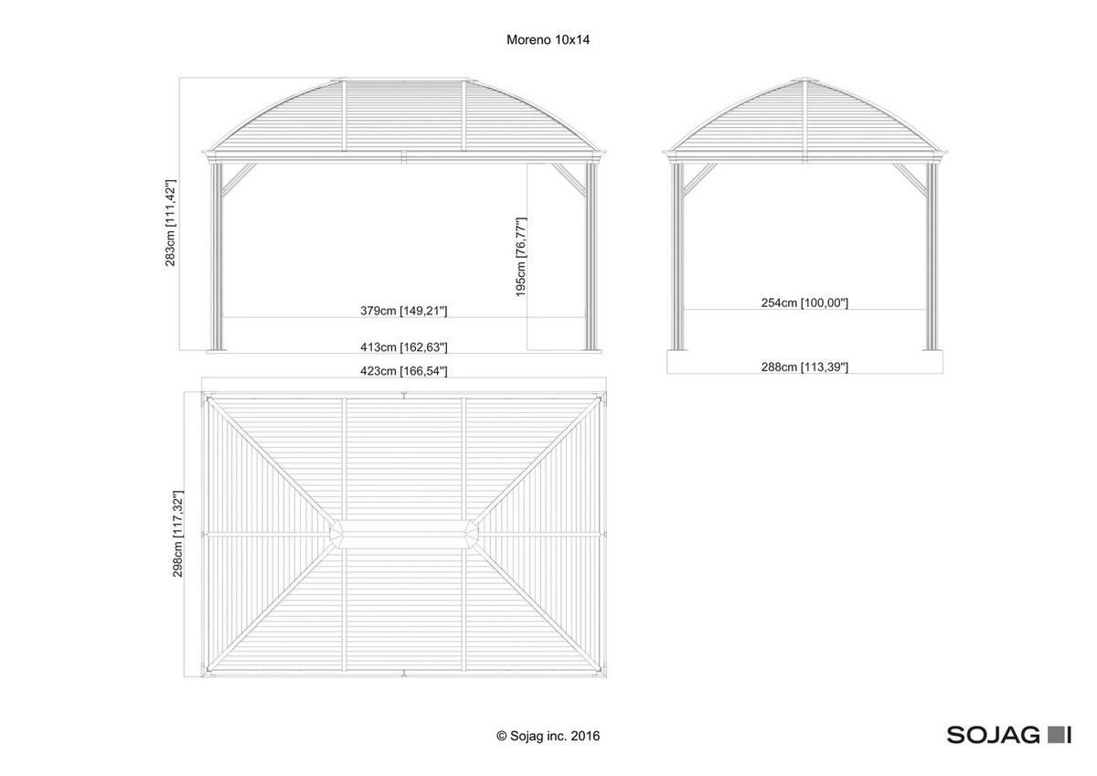 PAVILLON 423/283/298 cm Aluminium  - Anthrazit, Basics, Metall (423/283/298cm) - Ambia Garden