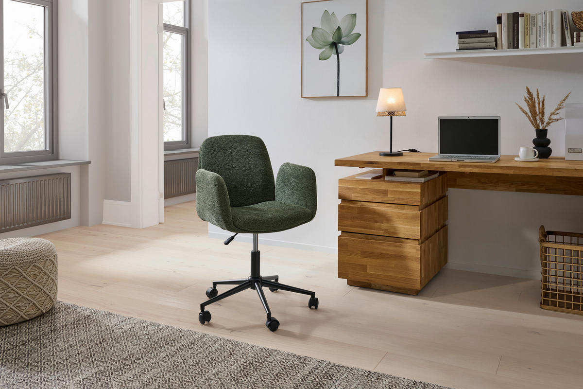 DREHSTUHL Webstoff Grün  - Schwarz/Grün, MODERN, Kunststoff/Textil (55/85-95/60cm) - MID.YOU