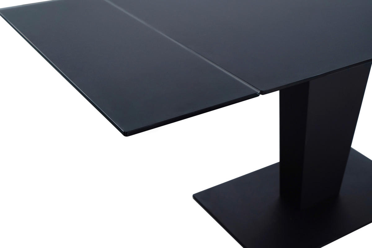 ESSTISCH 120-179/80/76 cm  Metall, Glas ausziehbar rechteckig Schwarz  - Schwarz, Design, Glas/Metall (120-179/80/76cm) - Novel