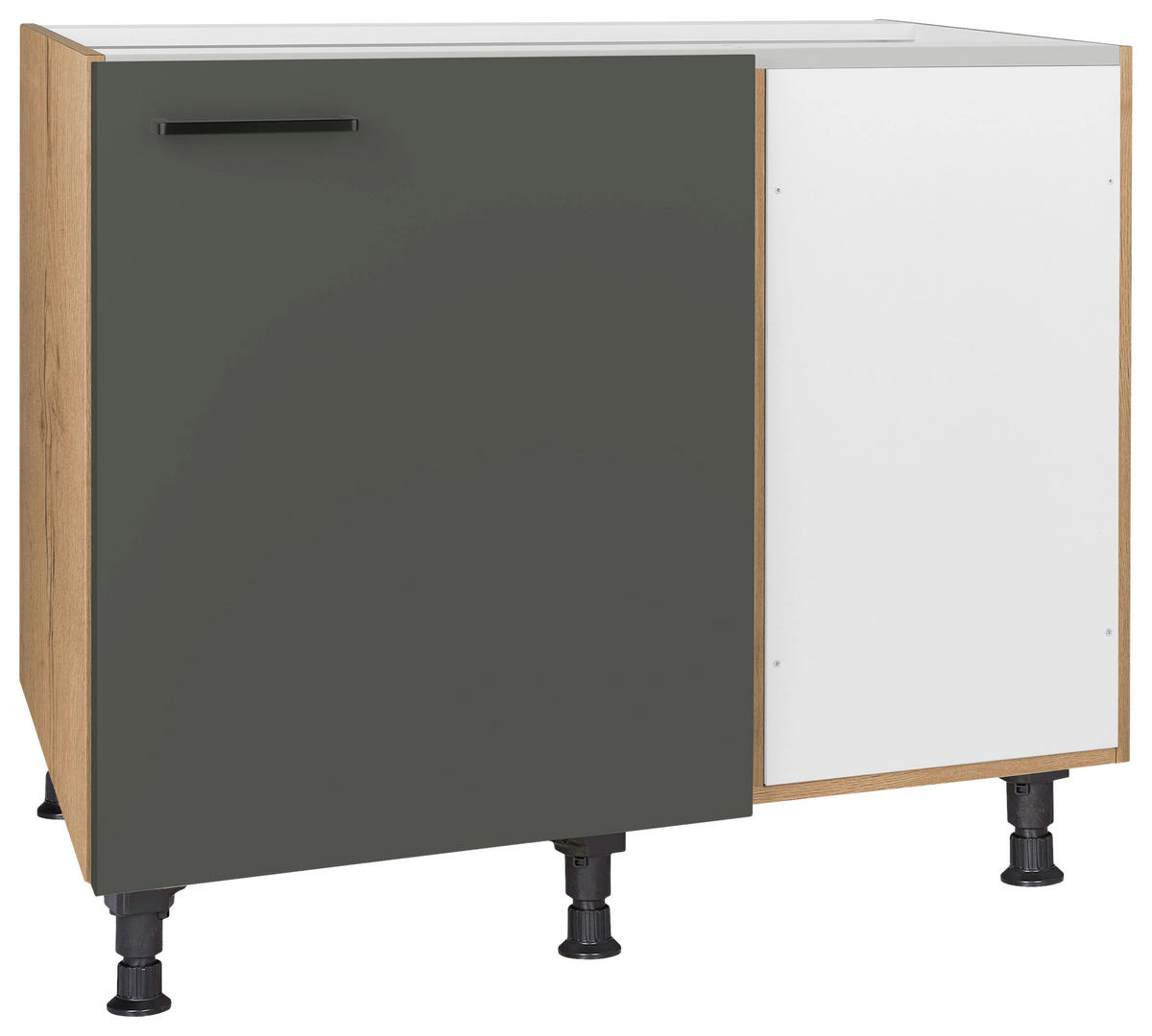 ECKUNTERSCHRANK 125/87/65 cm  - Eichefarben/Schwarz, MODERN, Holzwerkstoff/Metall (125/87/65cm) - Nobilia