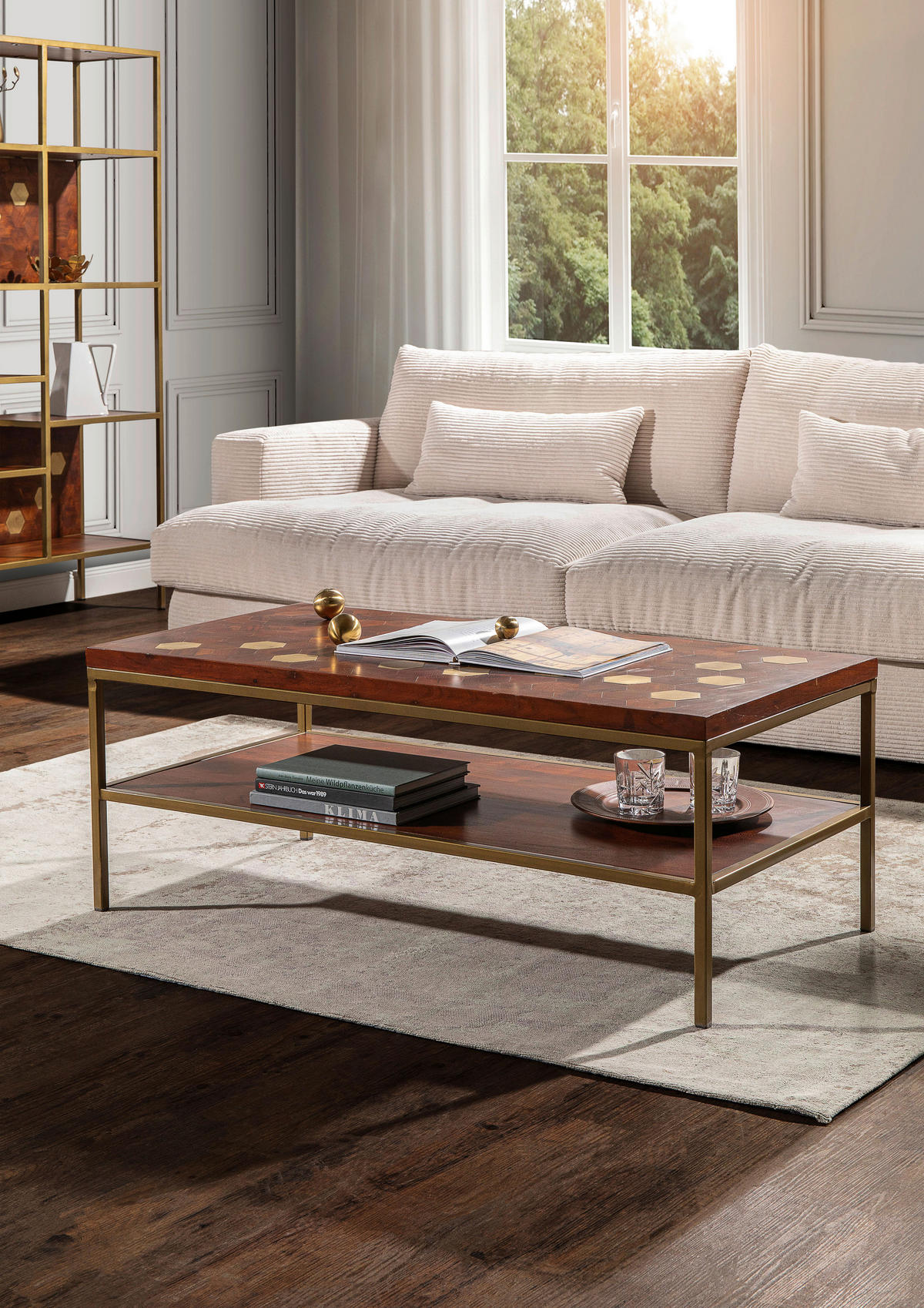 BIGSOFA in Cord Altrosa  - Schwarz/Altrosa, Romantik / Landhaus, Kunststoff/Textil (270/67/120cm) - Landscape