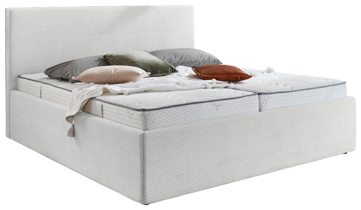 POLSTERBETT 160/200 cm, inkl. Bettkasten,  in Naturfarben  - Schwarz/Naturfarben, Trend, Kunststoff/Textil (160/200cm) - Boxxx