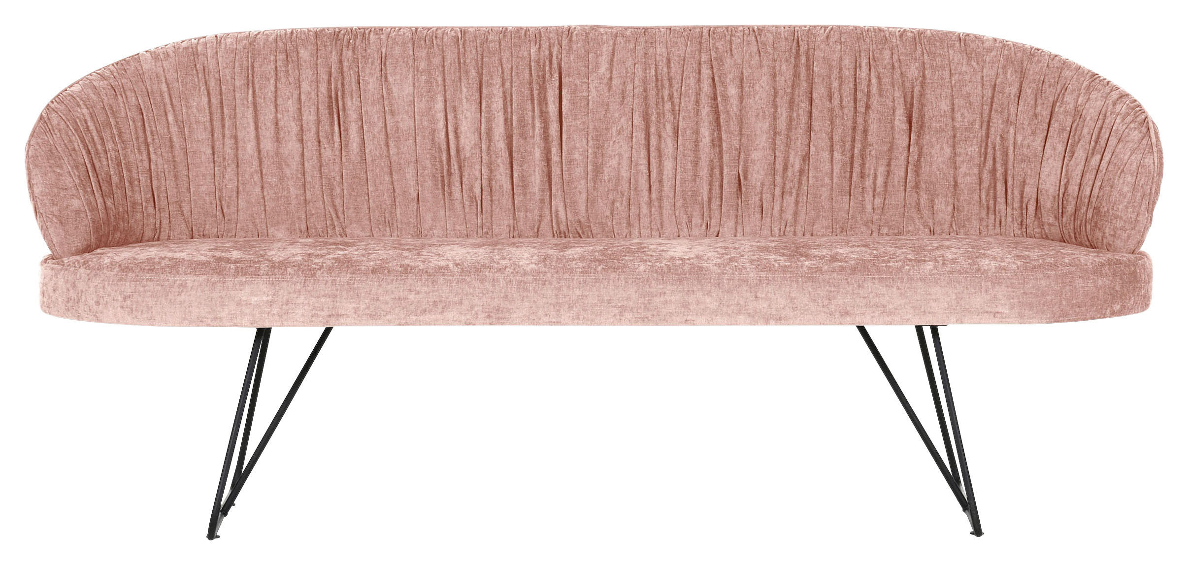 SITZBANK in Textil Rosa  - Schwarz/Rosa, Design, Textil/Metall (202/88/65cm) - Novel