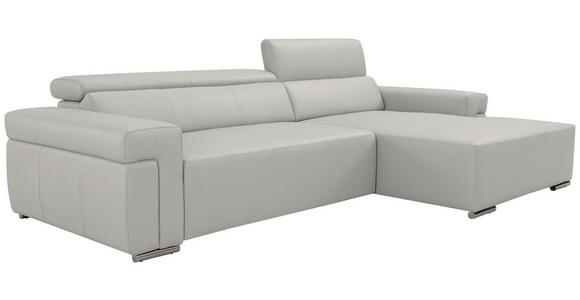 ECKSOFA DUA in Echtleder Beige  293/170 cm  - Chromfarben/Beige, Design, Leder/Metall (293/170cm) - Novel
