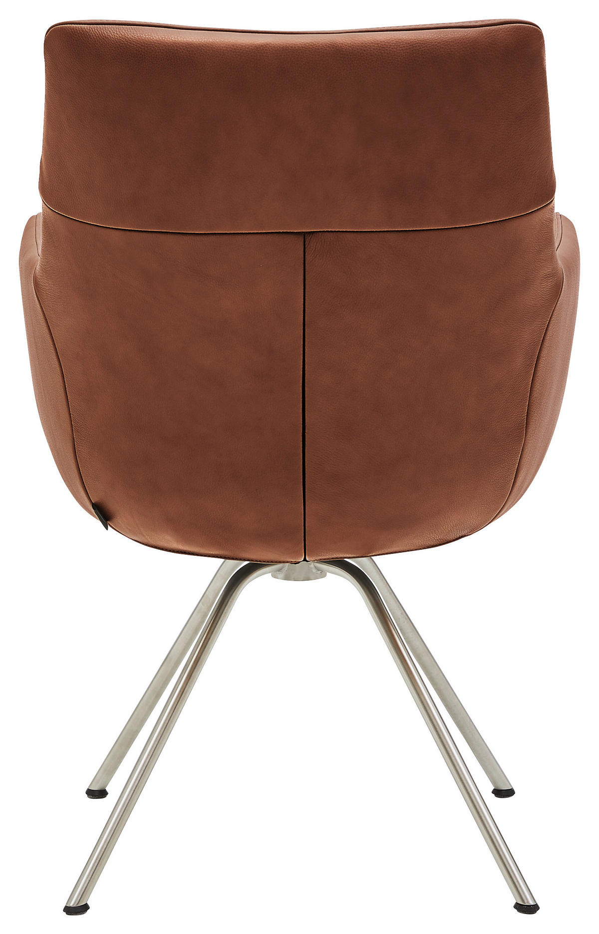 ARMLEHNSTUHL  in Echtleder pigmentiert  - Edelstahlfarben/Braun, Design, Leder/Metall (60/90/61cm) - Dieter Knoll