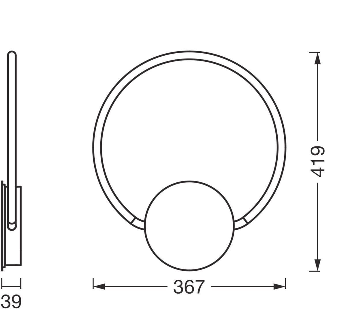 LED-WANDLEUCHTE 36.7/3,9 cm   - Dunkelgrau, Basics, Kunststoff (36.7/3,9cm) - Osram
