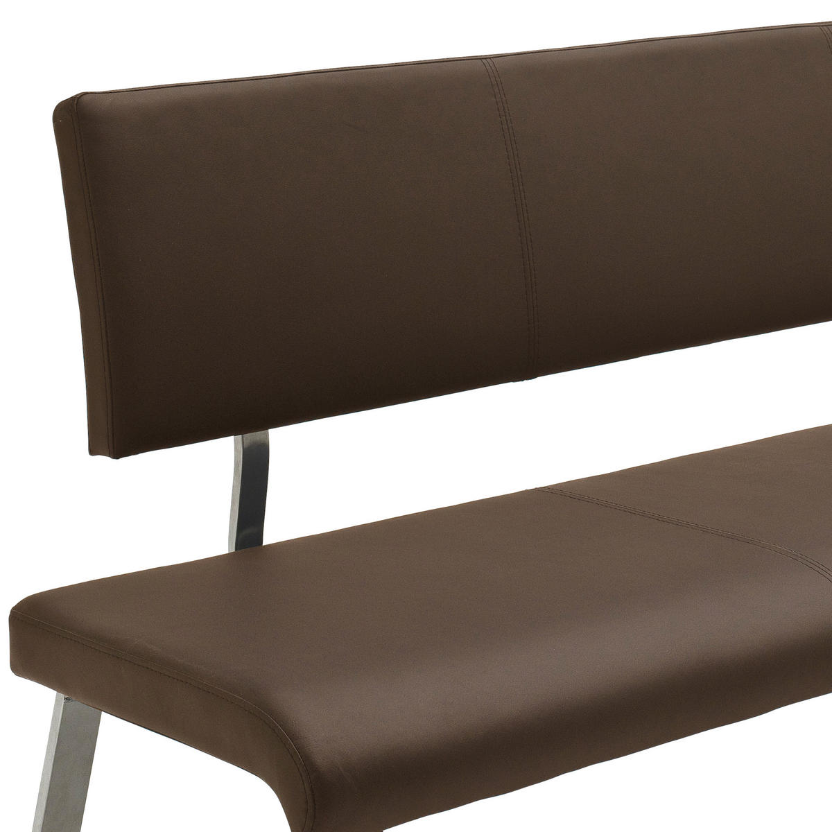 SITZBANK 175/86/59 cm Echtleder Braun, Edelstahlfarben  - Edelstahlfarben/Braun, Design, Leder/Metall (175/86/59cm) - Livetastic