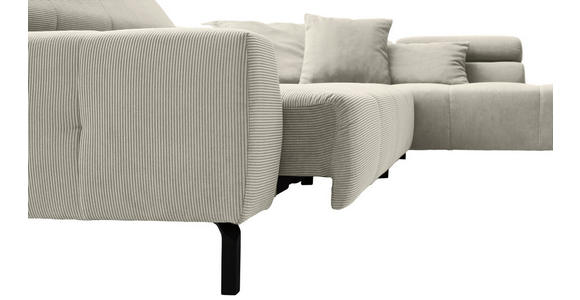 ECKSOFA Naturfarben Cord  - Schwarz/Naturfarben, KONVENTIONELL, Textil/Metall (311/219cm) - Hom`in