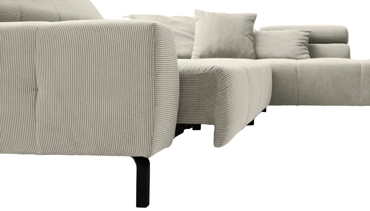 ECKSOFA in Cord Naturfarben  - Schwarz/Naturfarben, Konventionell, Textil/Metall (311/219cm) - Hom`in